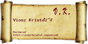 Viosz Kristóf névjegykártya